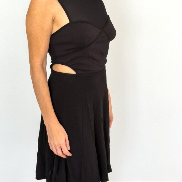 Bebe Black Cutout Fit & Flare Skater Dress – Size S - Picture 2 of 4